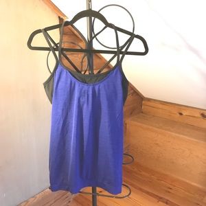 Athleta Blue Black Built-in Bra Tank Top, EUC, S